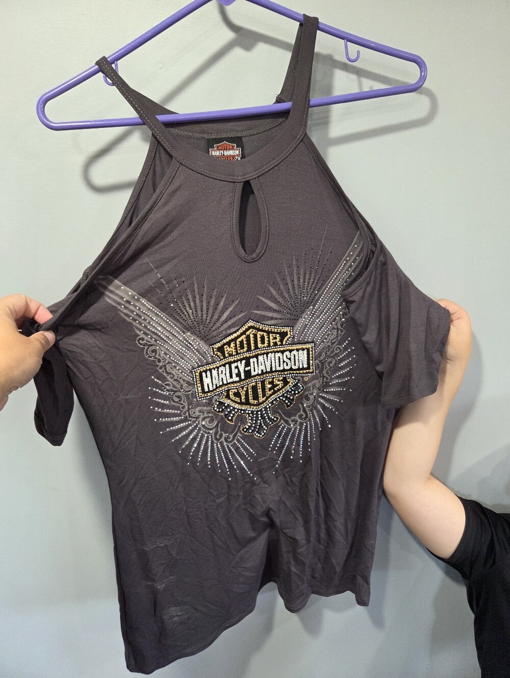 Womens Harley-Davidson Tank Style Rhinestone Top Large